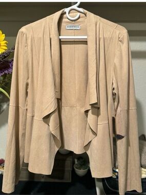 Microsuede open front jacket